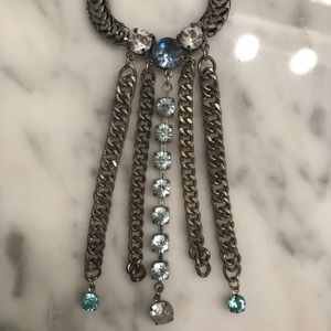 Vintage Metal and Blue Crystal Necklace